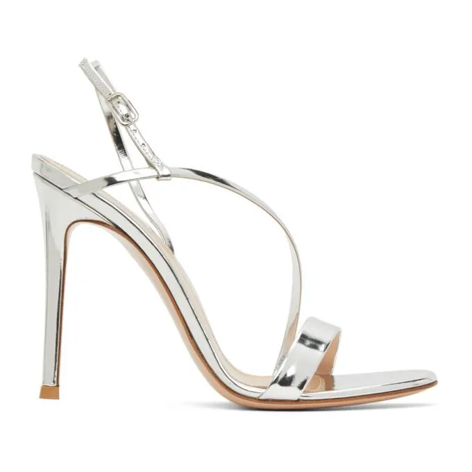 Gianvito Rossi Silver Manhattan 105 Heeled Sandals
