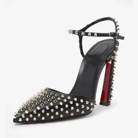 High-quality Black Spike Leather Pumps