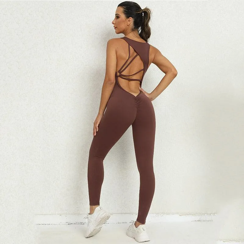 Jumpsuit Women's One-piece Yoga Sleeveless Workout Clothes Running Sportswear Stretch Tight Training Wear