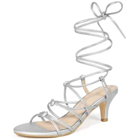 Knot Lace Up Slingback Stiletto Heel Sandals for Women