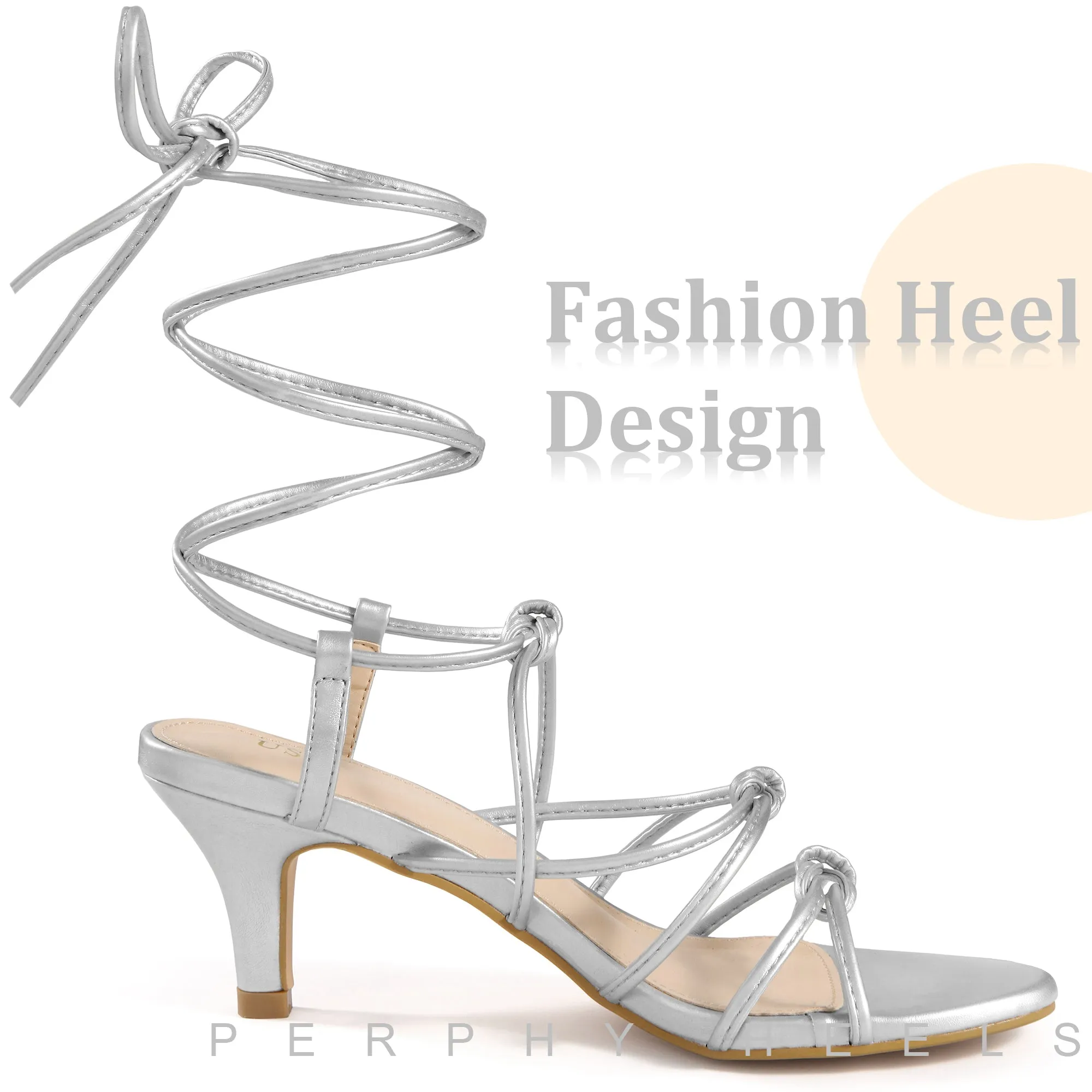 Knot Lace Up Slingback Stiletto Heel Sandals for Women