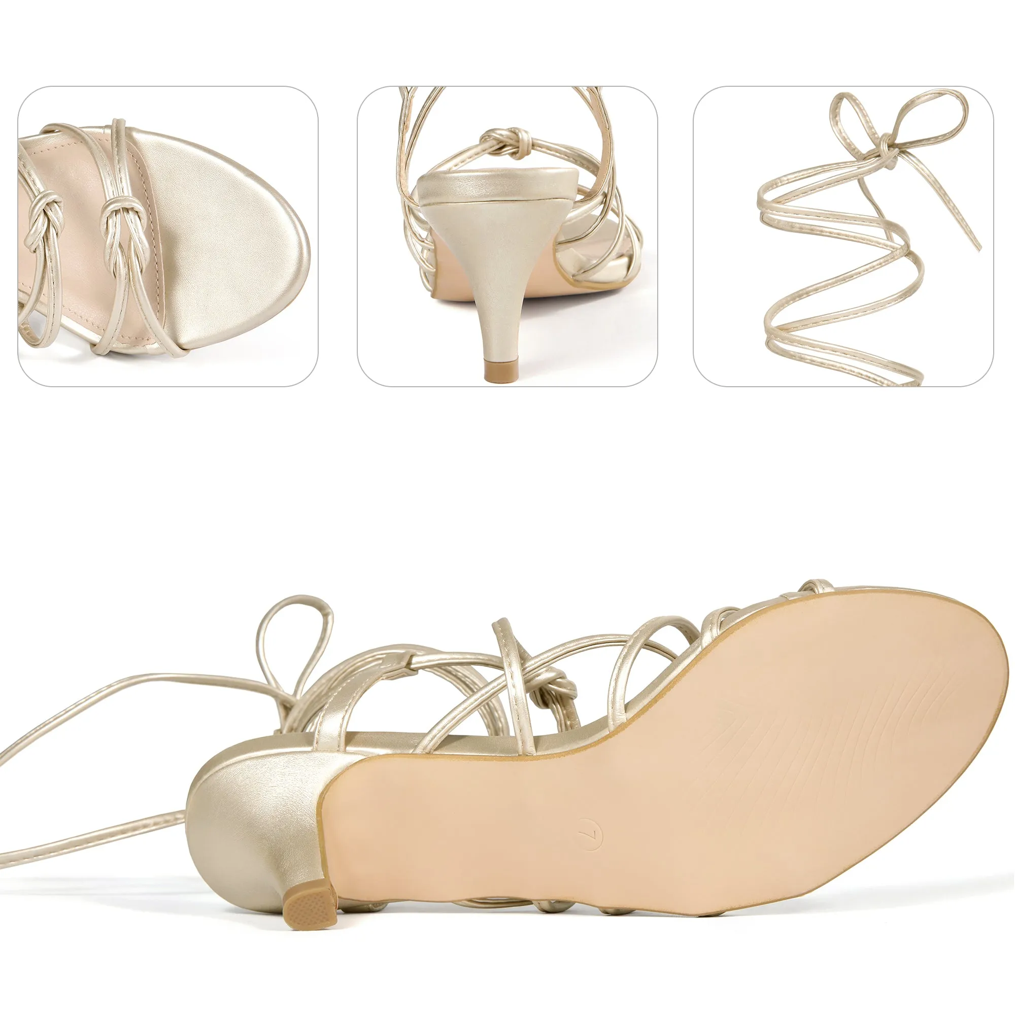 Knot Lace Up Slingback Stiletto Heel Sandals for Women