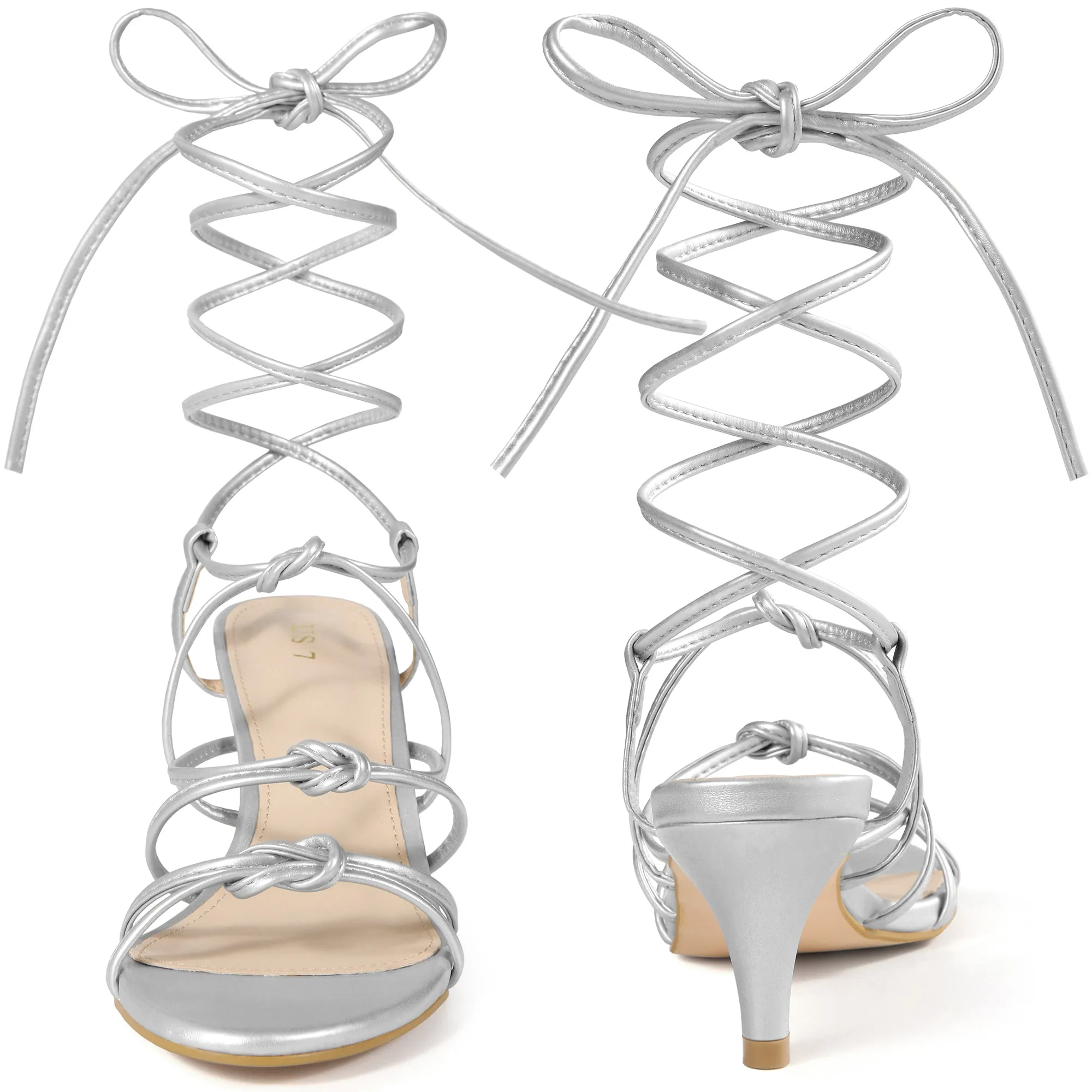 Knot Lace Up Slingback Stiletto Heel Sandals for Women