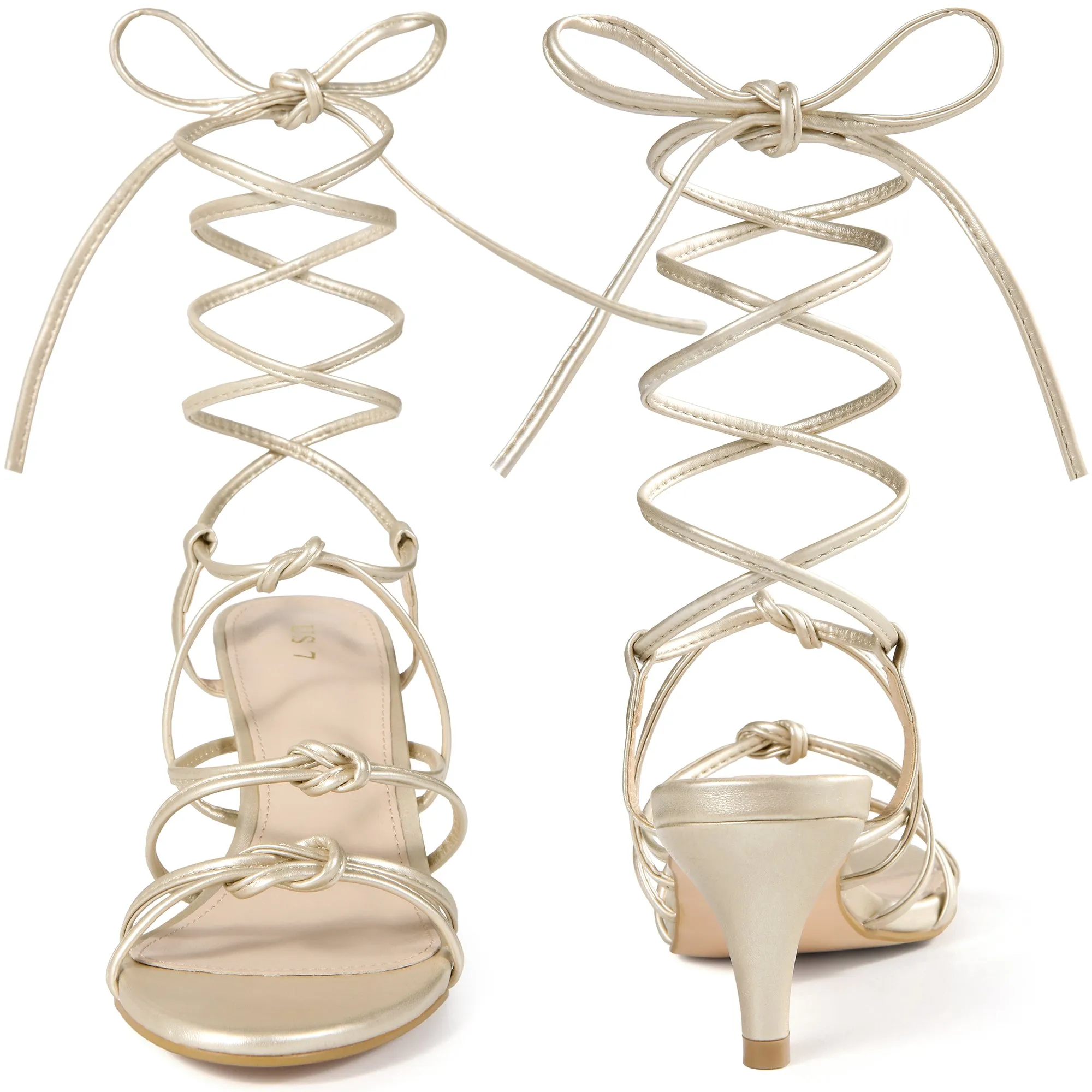 Knot Lace Up Slingback Stiletto Heel Sandals for Women