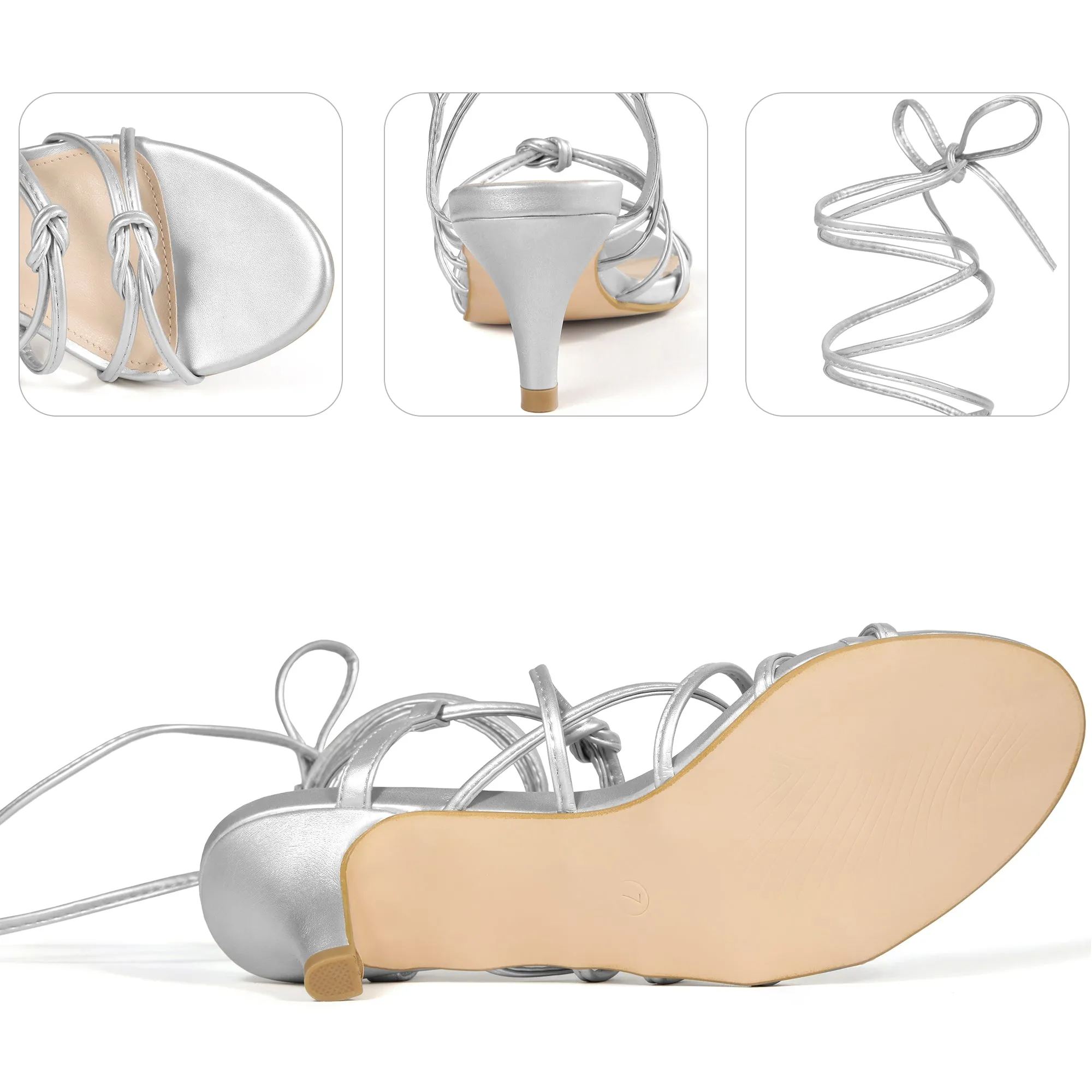 Knot Lace Up Slingback Stiletto Heel Sandals for Women