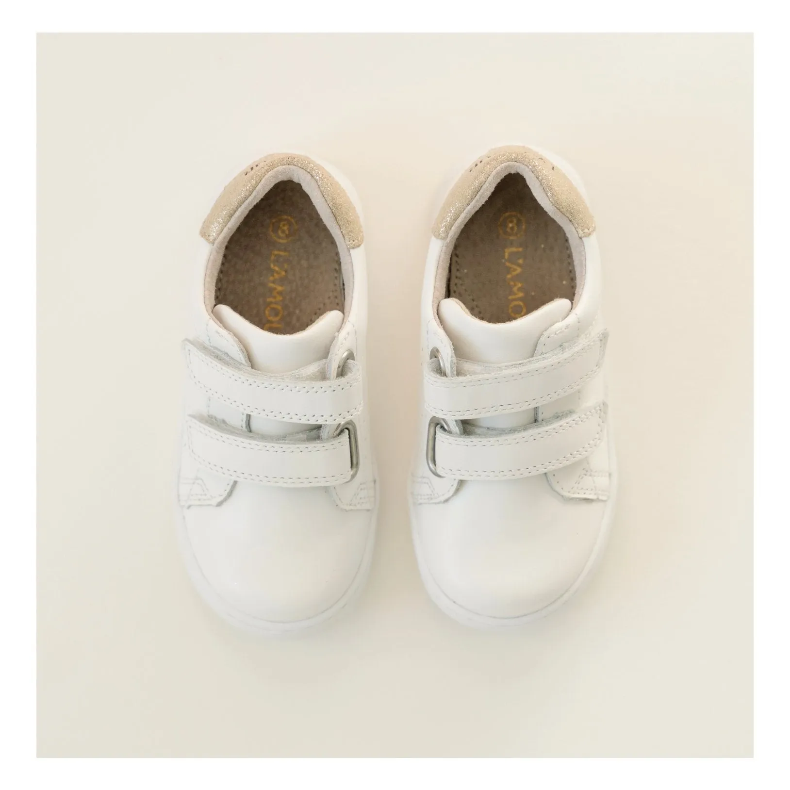 L'Amour Kenzie Double Velcro Sneaker - White