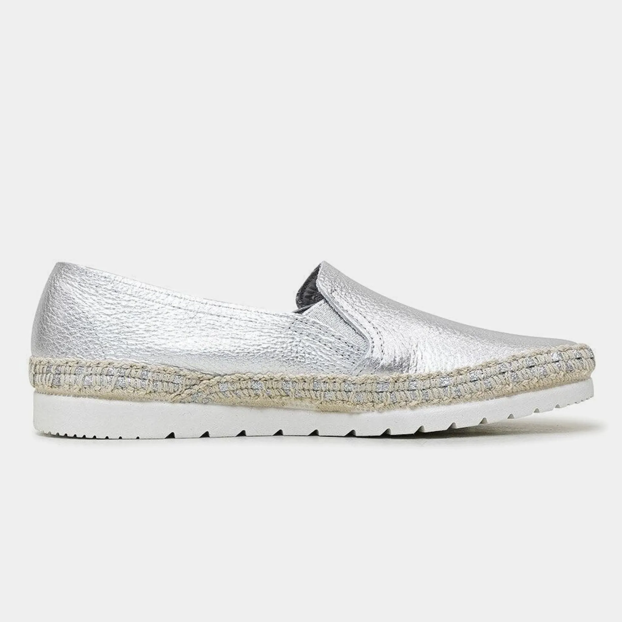 Nuria Silver Leather Espadrilles