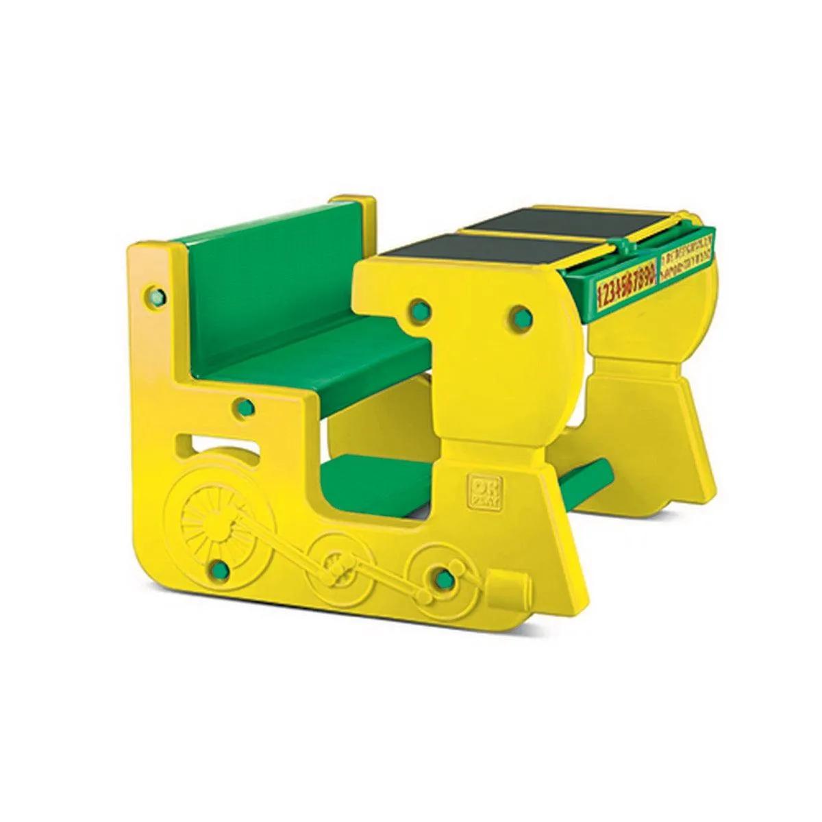 Ok Play Fun On Wheel, Double Desk N Chair Set For Kids, Perfect For Home And School, Yellow & Green, 2 to 4 Years