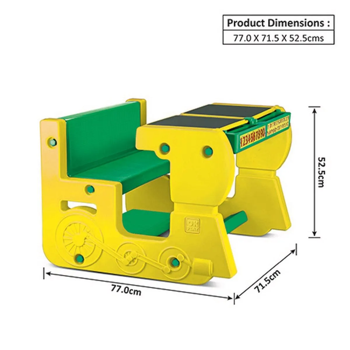 Ok Play Fun On Wheel, Double Desk N Chair Set For Kids, Perfect For Home And School, Yellow & Green, 2 to 4 Years
