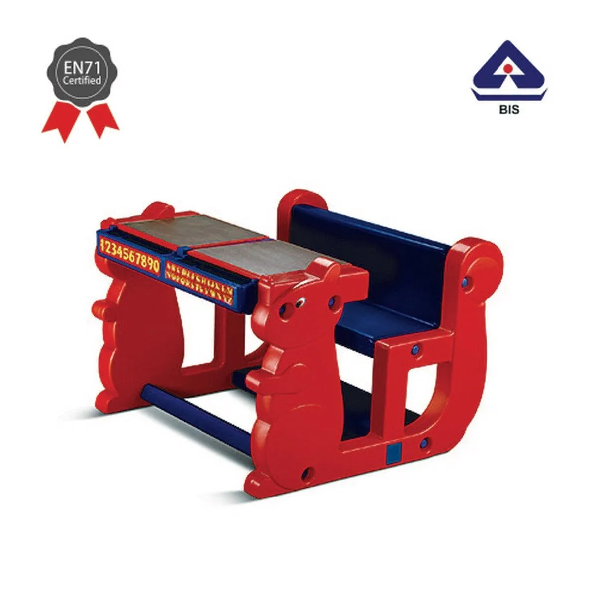 Ok Play Play Pet Double, Chair‚ Desk Set For Kids, Perfect For Home And School, Red & Blue, 2 to 4 Years
