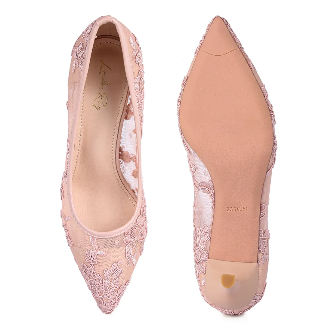 Pink Lace Stiletto Party Pumps