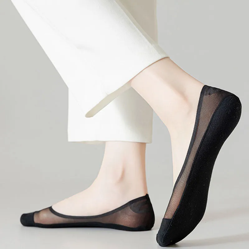 Plus Size Ice Silk Mesh No Show Socks(4 Pairs)