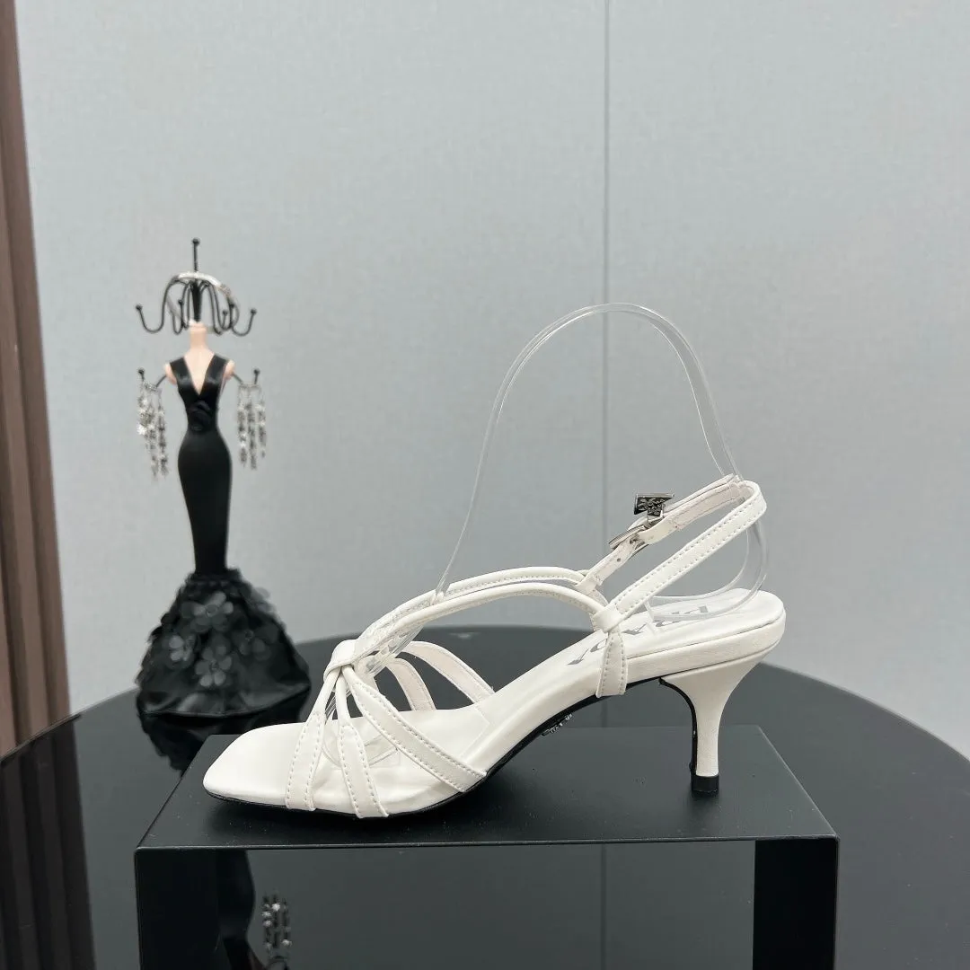 PRA HEELED SANDALS WHITE LAMBSKIN