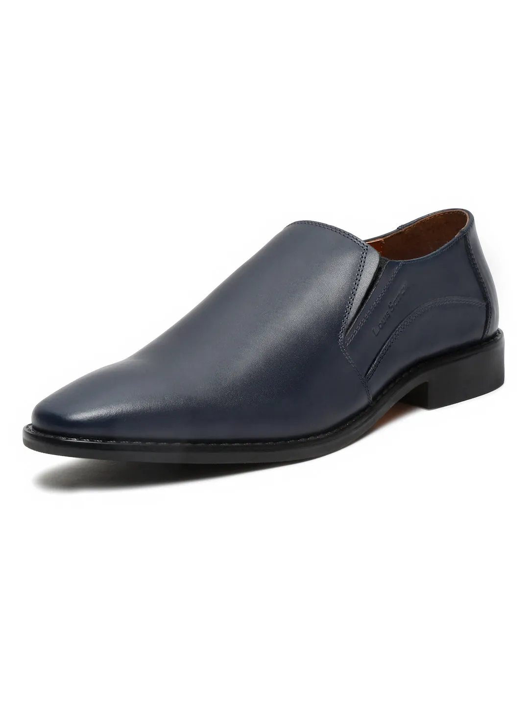 Prussian Blue Handmade Italian Leather Formal Slipons Shoes