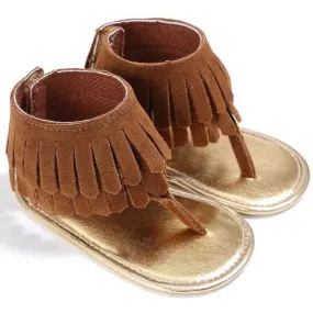 SALE Brown Boho Fringe Sandals