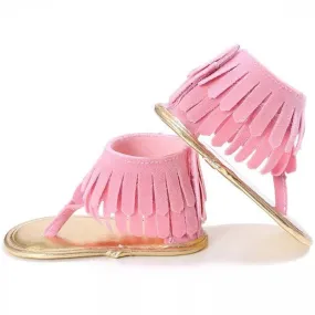 SALE Pink Boho Fringe Sandals