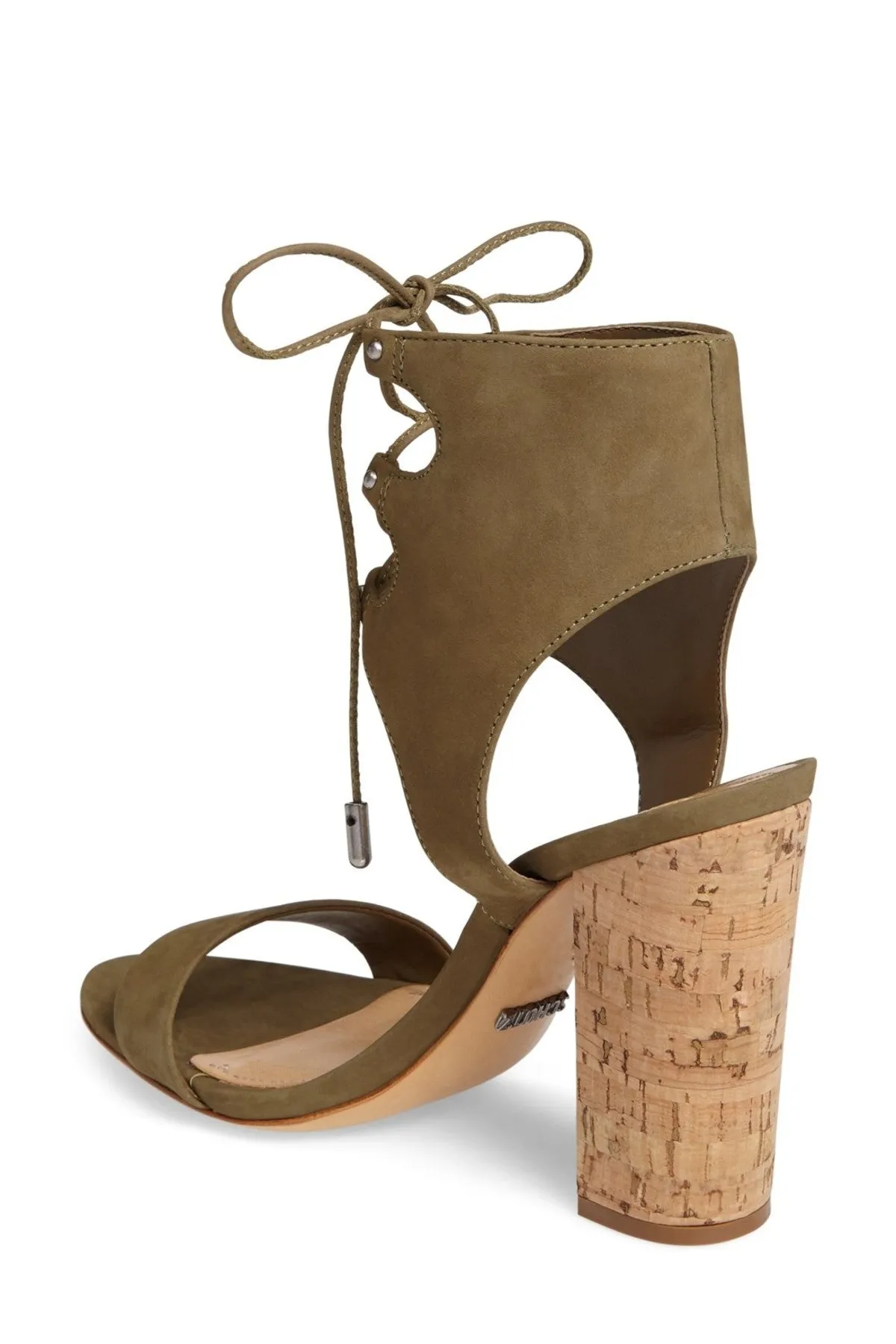 Schutz Cruz Comfrey Green Lace-Up Cuff Pumps Sandals High Block Heel Tie Up