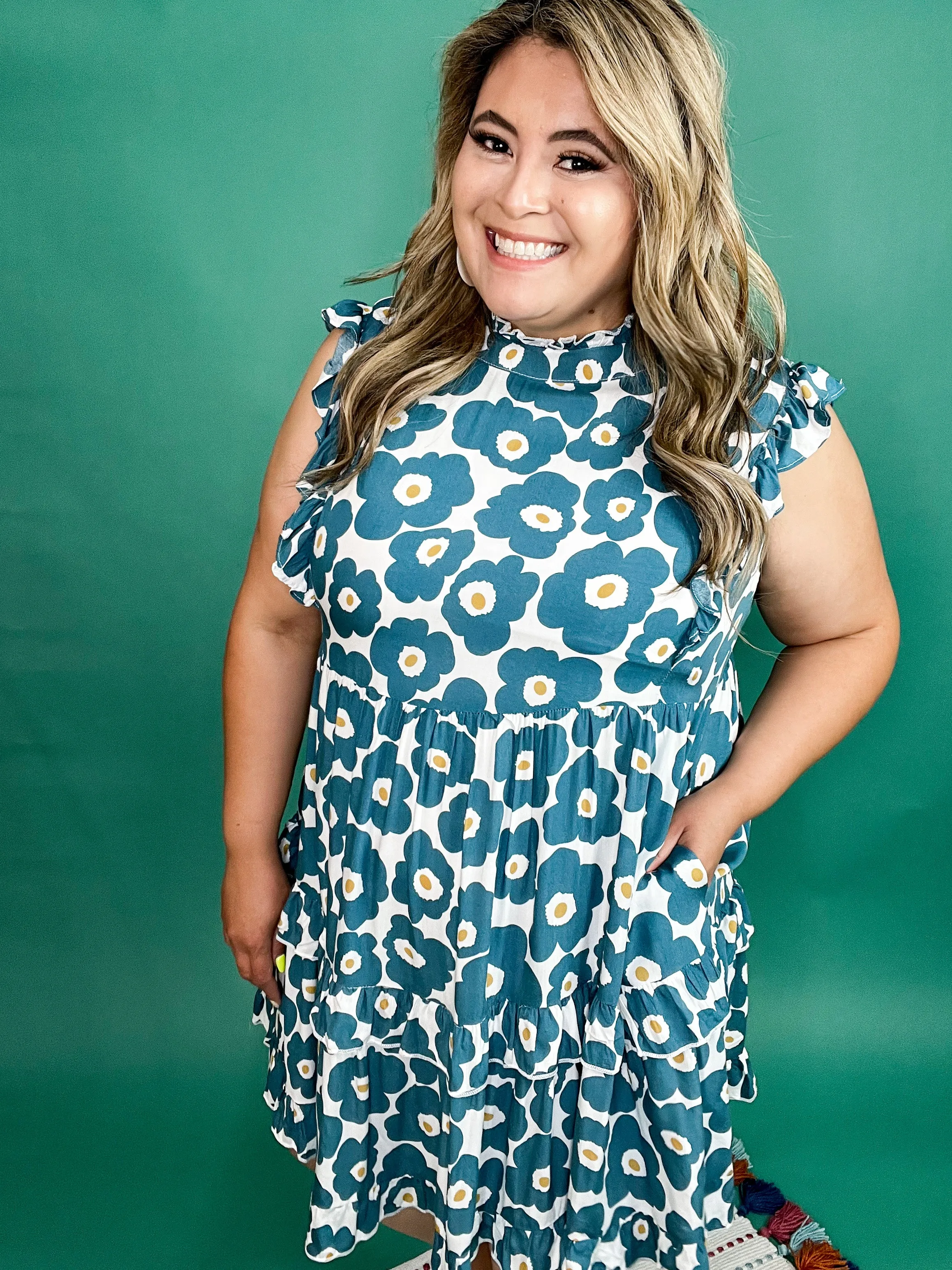 Tara Teal Floral Dress