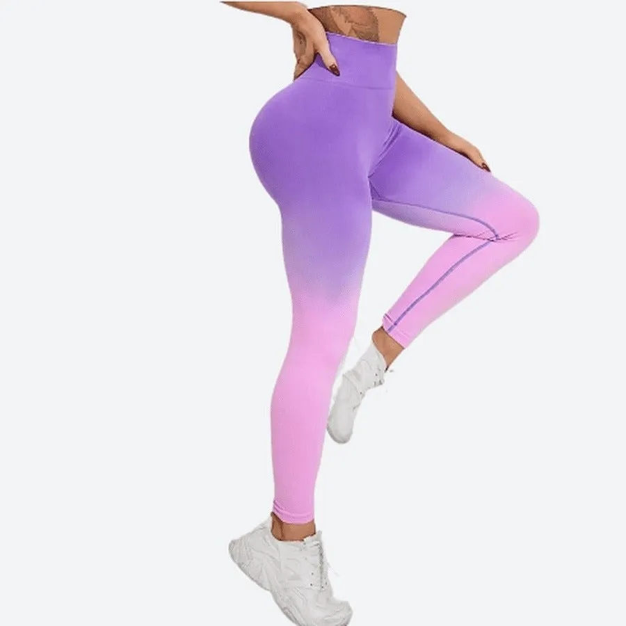 Trendy Gradient High-Waist Workout Leggings