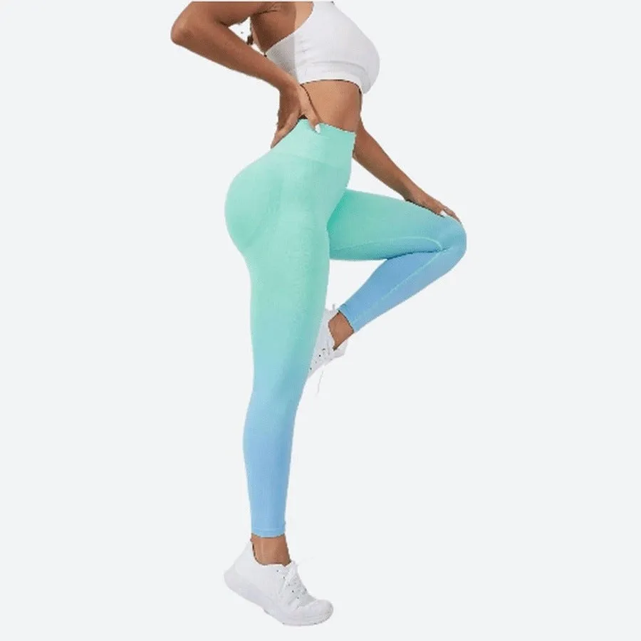 Trendy Gradient High-Waist Workout Leggings