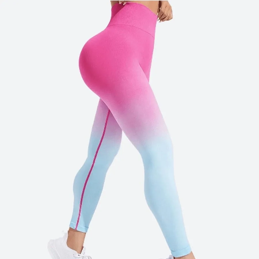 Trendy Gradient High-Waist Workout Leggings