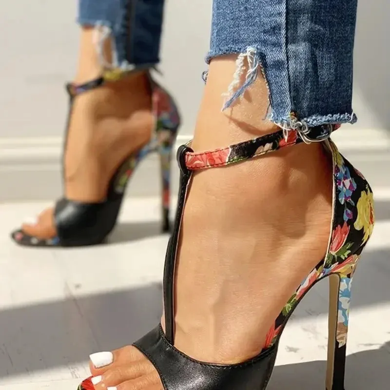 Women Stiletto Heeled Buckle Strap Sandals
