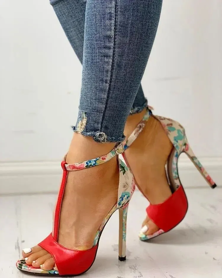 Women Stiletto Heeled Buckle Strap Sandals