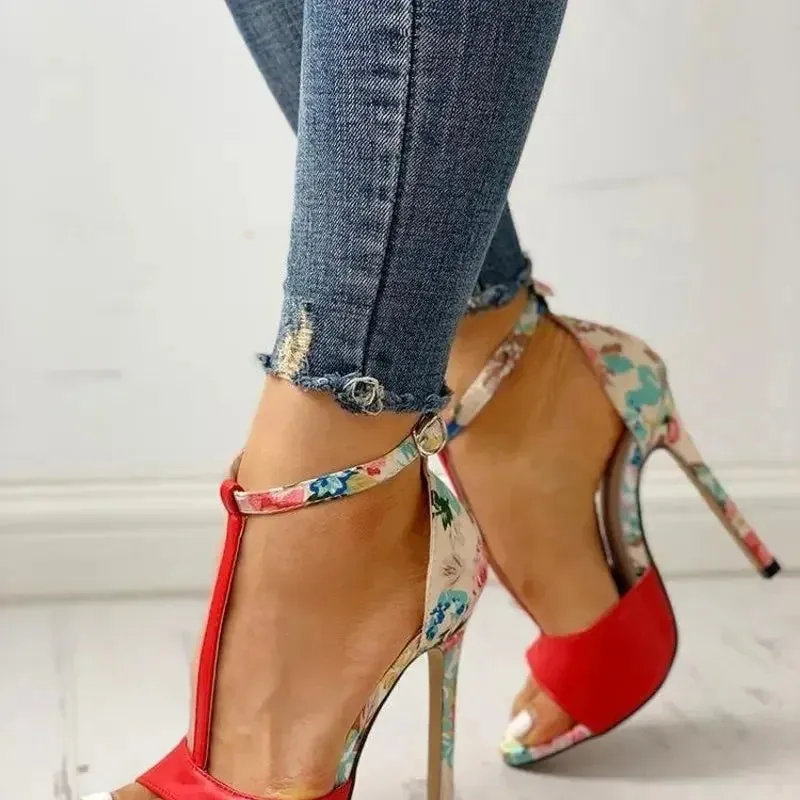 Women Stiletto Heeled Buckle Strap Sandals