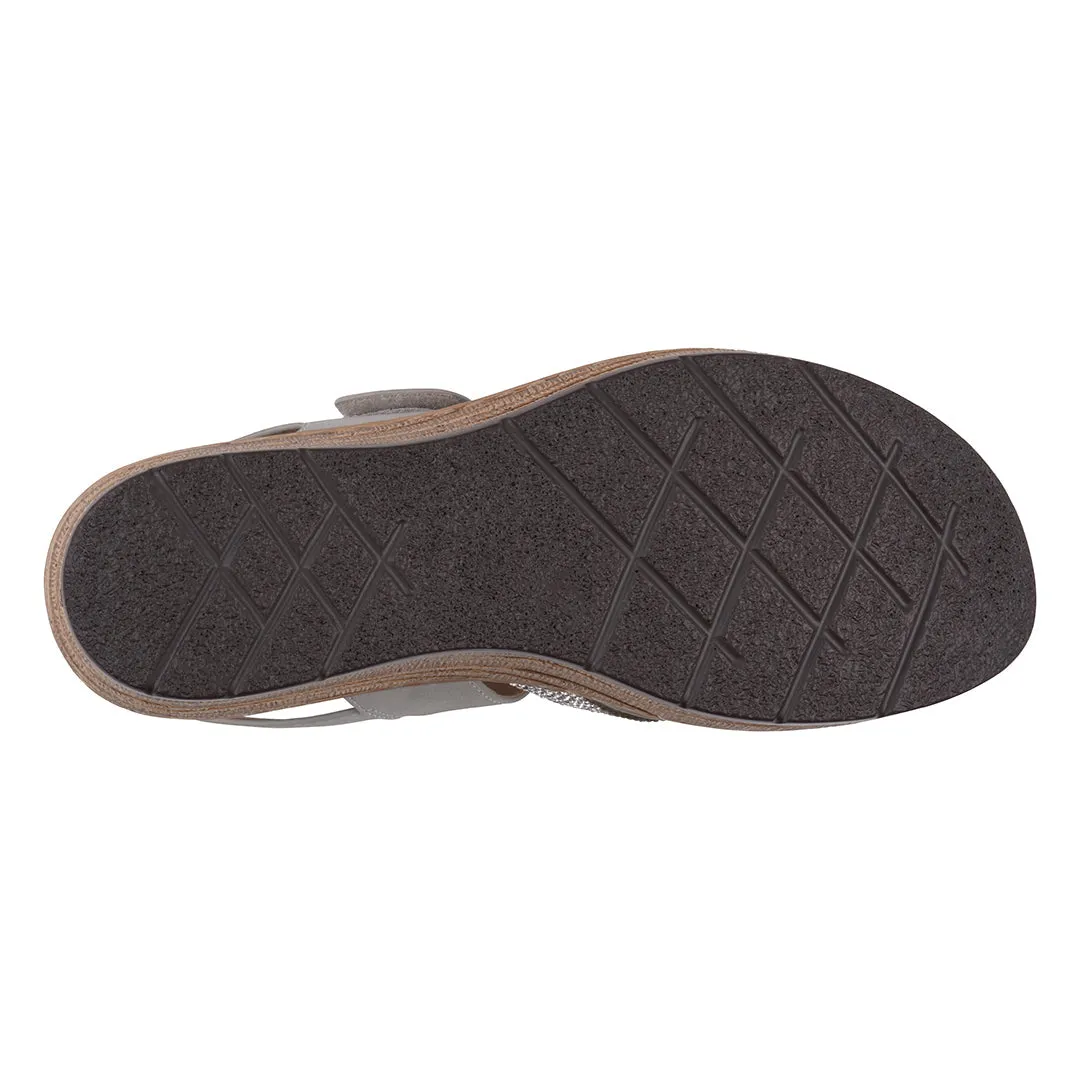 Women's Lux Grey Embellished Velcro Wedge Sandals